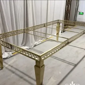 4x 8 foot white top and gold frame guest of honor table