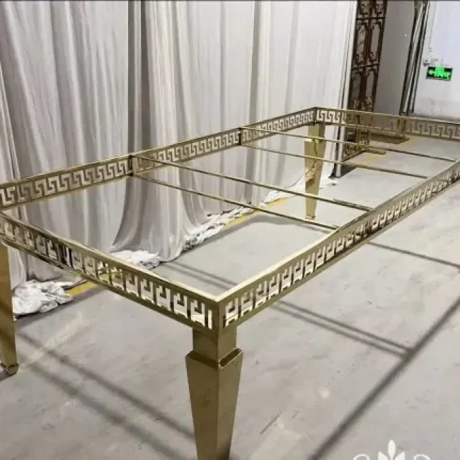 4x 8 foot white top and gold frame guest of honor table